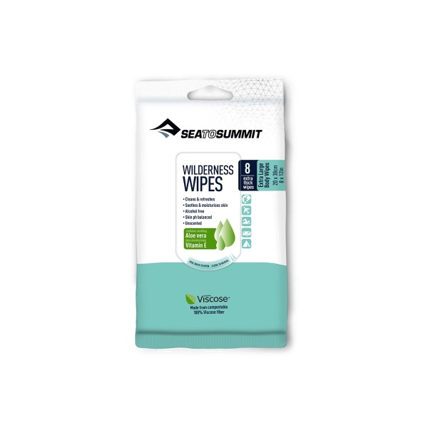 SERVETELE SEA TO SUMMIT WILDERNESS WIPES EXTRA LARGE - PACKET OF 8 WIPES 20 X 30CM (8X12IN)