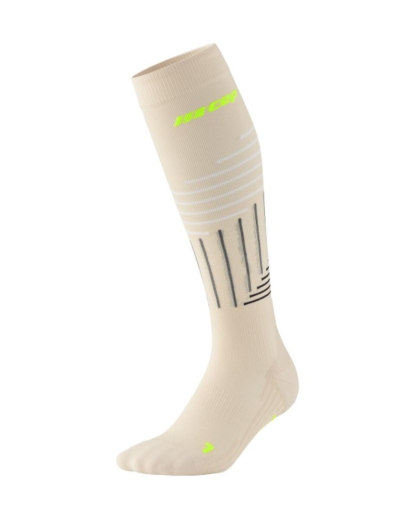 CEP - sosete compresie inalte - the run limited 2024.2 socks tall - cream | neon yellow