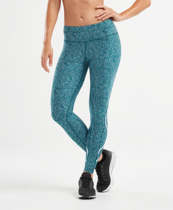 2XU Colanti compresie Print talie medie W - albastru-alb