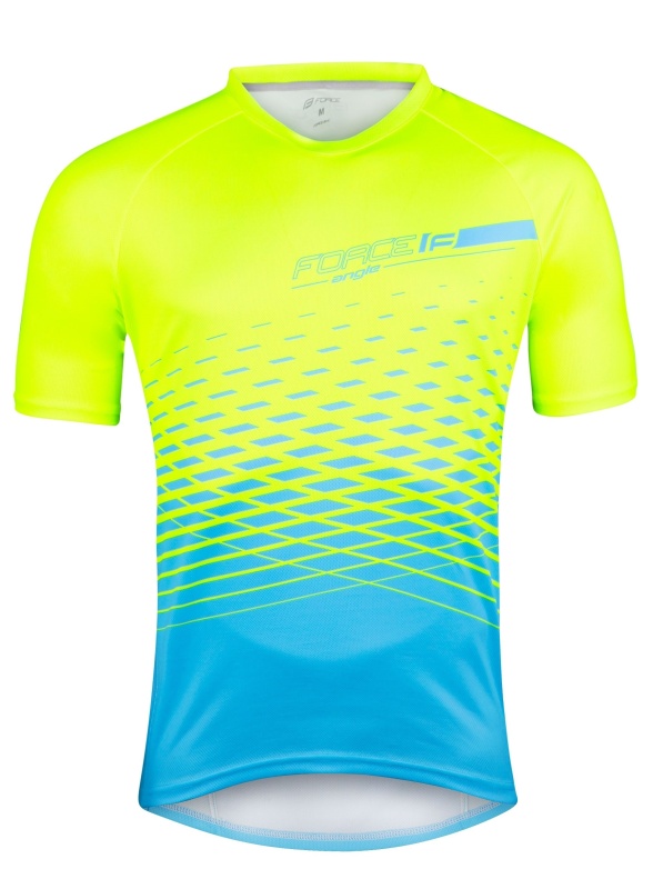 Tricou maneca scurta Force MTB Angle, albastru/fluo, 4XL