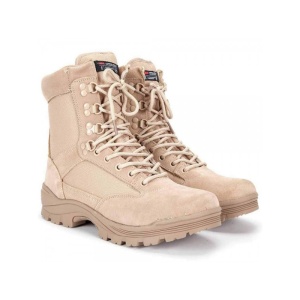Bocanci tactici Desert Mil-Tec, piele/Cordura, izolatie Thinsulate, respirabili, impermeabili, ultra aderenti, siret/fermoar, bej