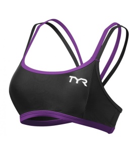 Bustieră triatlon TYR Competitor Thin Strap damă - negru cu mov
