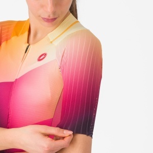 Castelli - costum triatlon cu maneca scurta - Free Sanremo 3 W Suit Short Sleeve - negru | portocaliu vivid - Img 3