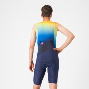 Castelli - costum triatlon fara maneci - Free Sanremo 3 Suit Sleeveless - albastru belgian | portocaliu - Img 2