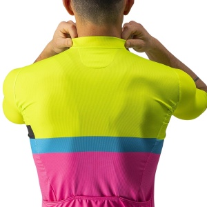 Castelli - tricou ciclism maneca scurta A Blocco - galben fluo magenta albastru - Img 6