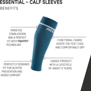CEP - jambiere compresie gamba - Essential Calf Sleeves - Albastru aerobic air - Img 2