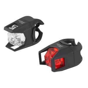 Force - Set lumini pentru bicicleta (far + stop) Force Cage cu baterii - negru