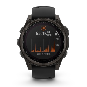 Garmin - fenix 8 Solar Sapphire 47mm - smartwatch premium - ramă gri din titanium DLC si curea din silicon neagră-gri - Img 3