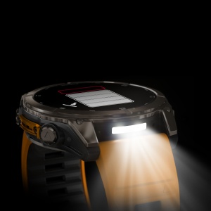 Garmin - fenix 8x AMOLED Sapphire 51mm - smartwatch premium AMOLED - ramă argintie din titanium si curea din silicon portocalie - Img 9