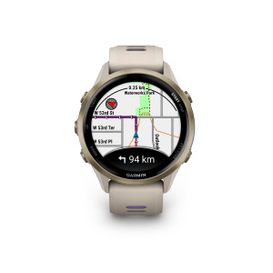 Garmin Forerunner 970 - ceas multisport cu GPS si AMOLED - crem Soft Gold Titanium with French Gray Case and French Gray | Translucent Indigo Band - Img 2