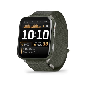 Garmin - Venu X1 - smartwatch cu GPS și AMOLED - Moss cu spate din titan argintiu și curea din nailon ComfortFit Moss - Img 4