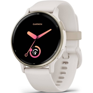 Garmin - Vivoactive 5 smartwatch cu GPS și AMOLED - ramă Cream Gold - carcasă Ivory şi bratara din silicon