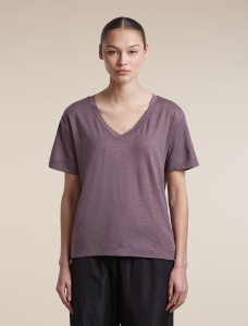 Icebreaker - tricou - 150 Tech Lite SS Relax V Neck Tee W - Grey Plum - L