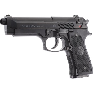 Pistol airsoft cu actionare manuala Beretta MOD. 92 FS HME, bile plastic, BB 6 mm, 0.5 jouli, extra-heavy, negru, Metal Slide