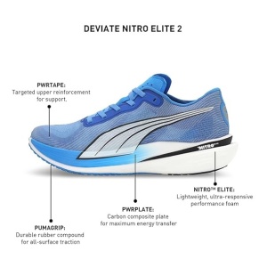 Puma - pantofi alergare pentru barbati Deviate Nitro Elite 2 - roz portocaliu orhidee albastru ultra alb - Img 9