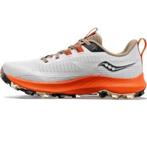 Saucony - pantofi alergare pentru femei Peregrine 13 - gri deschis ceata portocaliu Zenith - Img 3