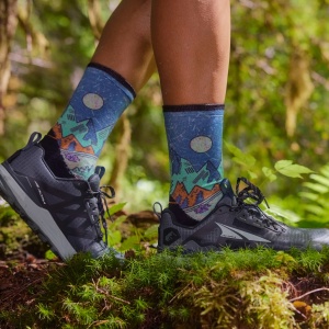 Șosete Merino alergare trail Smartwool Trail Run Mountain Print - albastru Twilight Blue | Crew | Targeted Cushion - Img 2