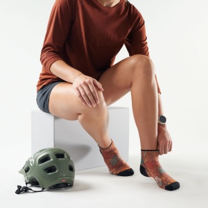 Șosete Merino ciclism Smartwool Bike Paisley Print - roșu Picante | Crew | Zero Cushion - Img 2