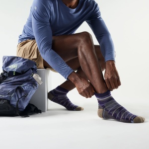 Șosete Merino hiking Smartwool Hike Pattern - albastru Nightfall Blue | Ankle | Light Cushion - Img 2