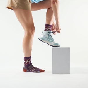 Șosete Merino hiking Smartwool Hike Retro Floral - mov Purple Iris | Crew | Light Cushion - Img 2
