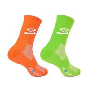 Spiuk - Set sosete ciclism lungi TOP TEN LONG 2 PACK - verde portocaliu intens - Img 2