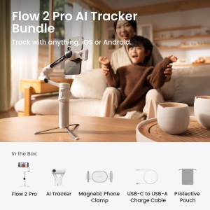 Stabilizator smartphone Insta360 Flow 2 Pro AI Tracker Bundle - alb Arctic White - Img 2