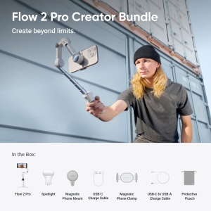 Stabilizator smartphone Insta360 Flow 2 Pro Creator Bundle - alb Arctic White - Img 2