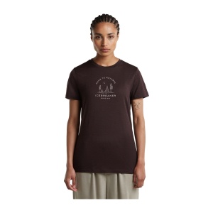 Tricou Femei Icebreaker Merino 150 Tech Lite Tee Peaceful Pass Sleeve Brown