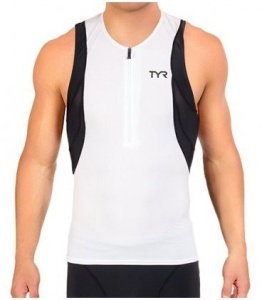 TYR - bluza triatlon fara maneci - Men's Competitor Singlet - alb negru