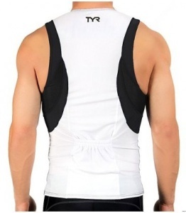 TYR - bluza triatlon fara maneci - Men's Competitor Singlet - alb negru - Img 2