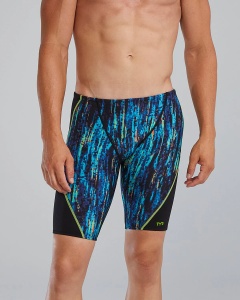 TYR - costum inot barbati tip jammer - Durafast Elite Blade Splice Jammer Aurora - Blue Rainbow | Black - 26 (XS)