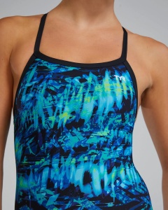 TYR - costum inot intreg pentru femei - Durafast Lite Diamondfit Seismo Swimsuit - Blue | Green - 26 (XS) - Img 5