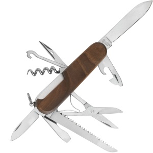 Victorinox - briceag pliabil Huntsman maner lemn, 13 functii - argintiu maro - Img 6