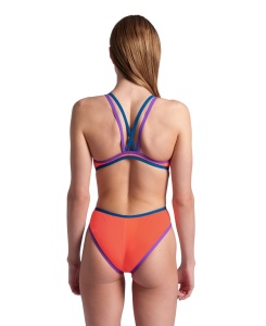 Arena - costum inot femei intreg - W One Double Cross Back One Piece - Bright Coral | Purple | Blue cosmo - Img 2