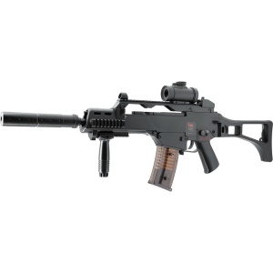 Arma airsoft electrica Heckler & Koch G36C, AEG, bile plastic, BB 6 mm, 0.5 jouli, negru, Full-Auto