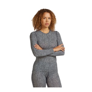 Bluza Femei Icebreaker 200 Oasis Ls Crewe Flock Aop Midnight Navy-Snow-Aop