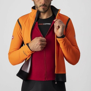 Castelli - jacheta ciclism de iarna Alpha Ros 2 Gore-Tex Infinium wind stopper - portocaliu negru - Img 4