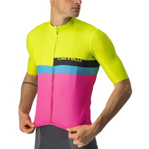 Castelli - tricou ciclism maneca scurta A Blocco - galben fluo magenta albastru - Img 3
