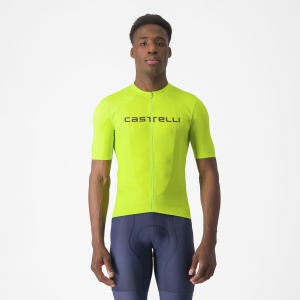 Castelli - tricou ciclism maneca scurta regular fit - Prologo Lite Jersey - 16-38 gr C - verde lime | verde inchis