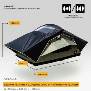 Cort de acoperiș auto CampTalk Echo 160, 3-4 persoane, Sky View - Img 3