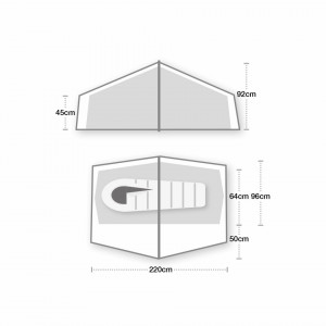 Cort Wild Country Zephyros compact 1, 1 persoana, 220 cm x 96/64cm +antreu - Img 2