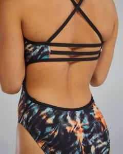 Costum înot întreg femei TYR Durafast Elite Trinityfit - portocaliu/bleu/negru | rezistent clor - Img 8