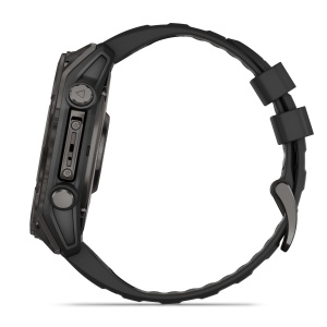 Garmin - fenix 8x AMOLED Sapphire 51mm - smartwatch premium AMOLED - ramă gri din titanium DLC si curea din silicon neagră-gri - Img 5