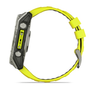 Garmin - fenix 8x Solar Sapphire 51mm - smartwatch premium - ramă argintie din titanium si curea din silicon galben fluo - Img 6