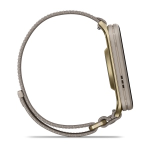 Garmin Venu® X1 | Soft Gold cu spate din titan și curea din nailon French Gray - Img 5