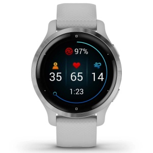 Garmin - Venu 2s smartwatch cu GPS și AMOLED - rama silver și carcasă mist gray cu brățară din silicon
