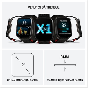 Garmin - Venu X1 - smartwatch cu GPS și AMOLED - Negru cu spate din titan argintiu și curea din nailon ComfortFit neagră - Img 15