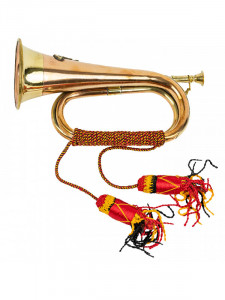 Goarna de vanatoare Mil-Com, din alama, cu impletitura si ciucuri, 27.5 cm, auriu - Img 3