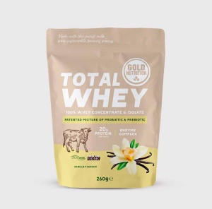 Gold nutrition - pachet pudra proteica Total Whey - aroma vanilie 260G
