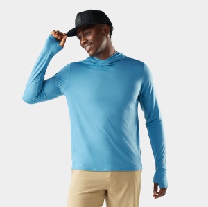 Hanorac Merino Smartwool Sun Hoodie - albastru Mineral Blue | UPF 40+
